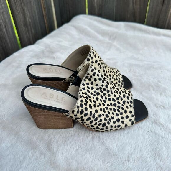 ABLE Cheetah Rojas Slide Heel Sandals Size 7M Sandals - Picture 1 of 10